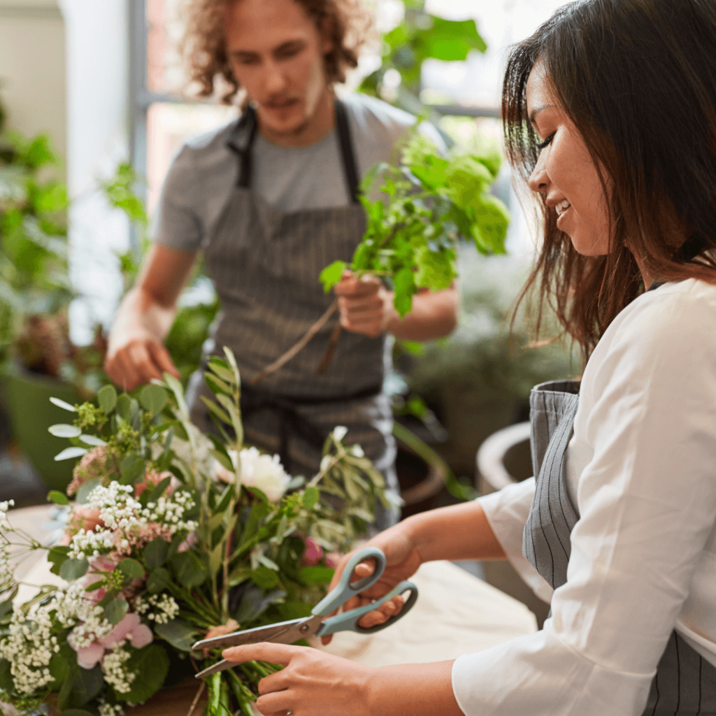 Leadership Qualities: Trainee florist receiving coaching