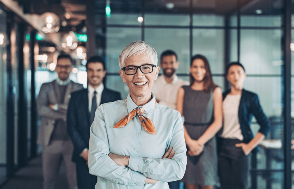 Leadership Qualities: Group of leaders standing in a row