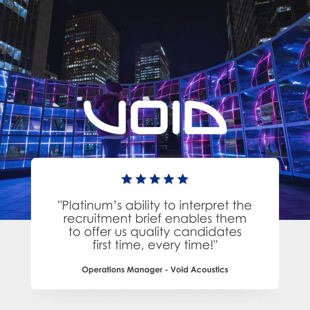 Platinum_employment_testimonial_void_acoustics Client testimonial from Void Acoustics